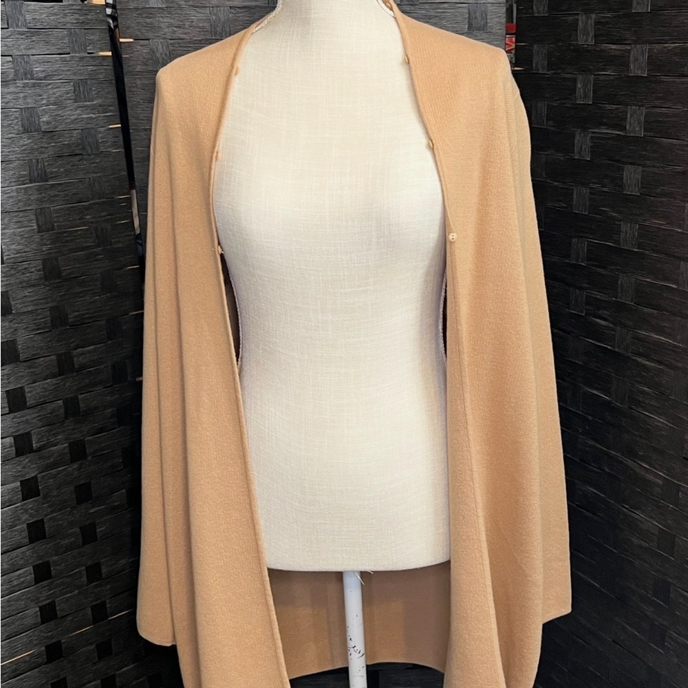 Vintage Anne Klein neutral-colored Cardigan with removable Faux Fur Collar - Picture 8 of 12
